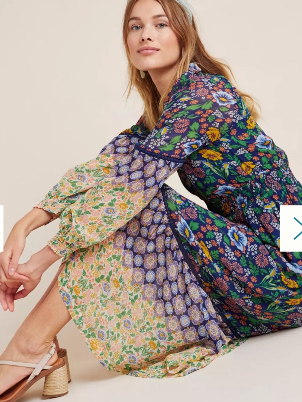 Maeve Anthropologie Ondine Floral Tiered Maxi Dress - Blue Multicolor - Picture 2 of 14